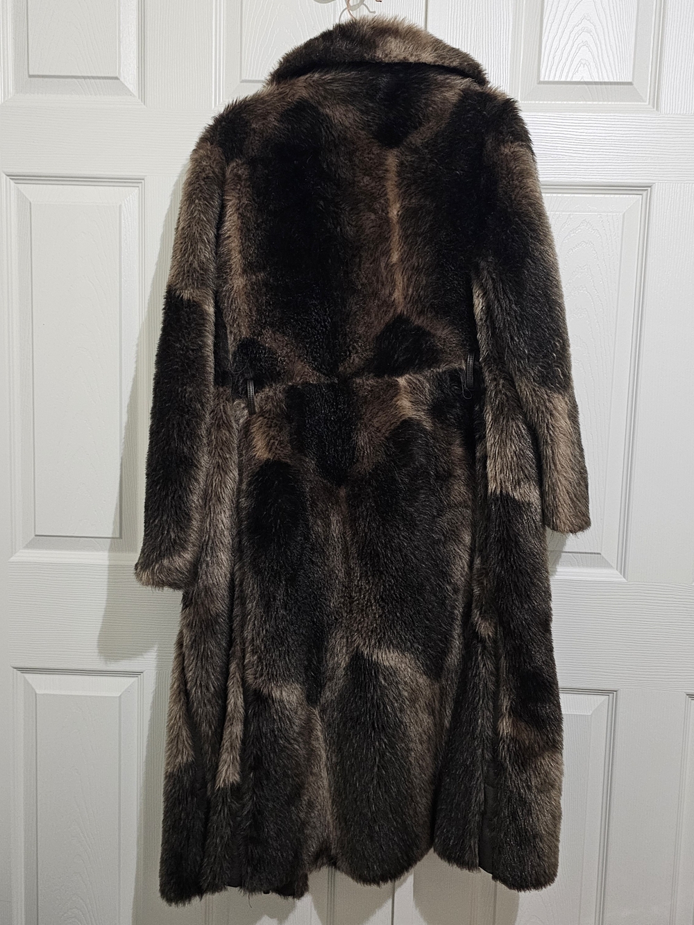Vintage Russel Taylor Brown Faux Fur Full Length Coat Size 16 Glam